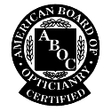 american board of opticianry certified badge